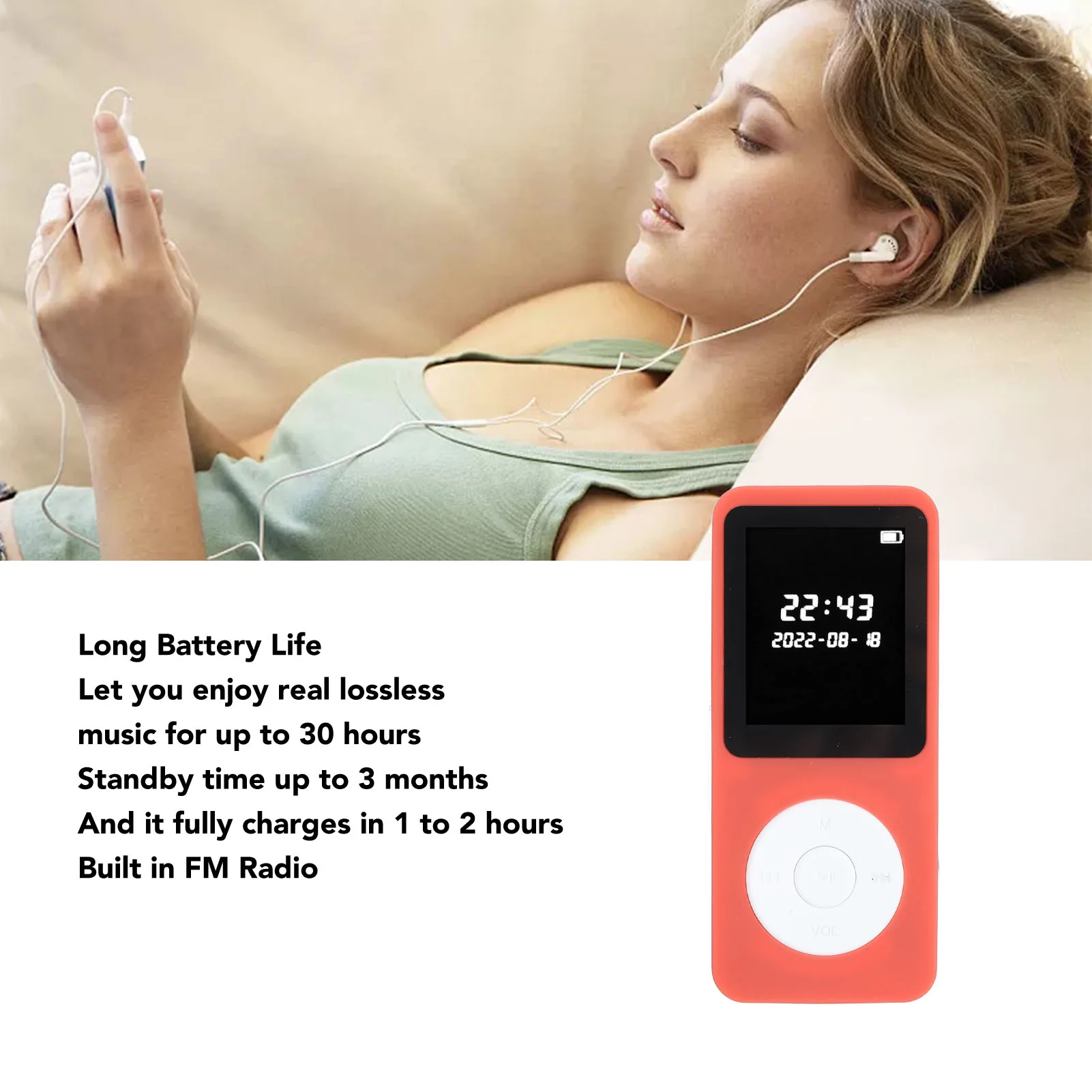 

Музыкальный плеер, электронная книга, портативный MP3-плеер, воспроизведение фото и видео, встроенный HD-динамик, легкий, с FM-радио, для занятий спортом