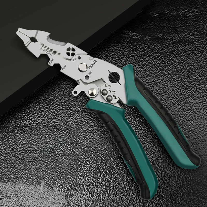 1pc wire stripper, elbow wire stripper multifunctional electrician special crimping pliers branching pliers hand tools