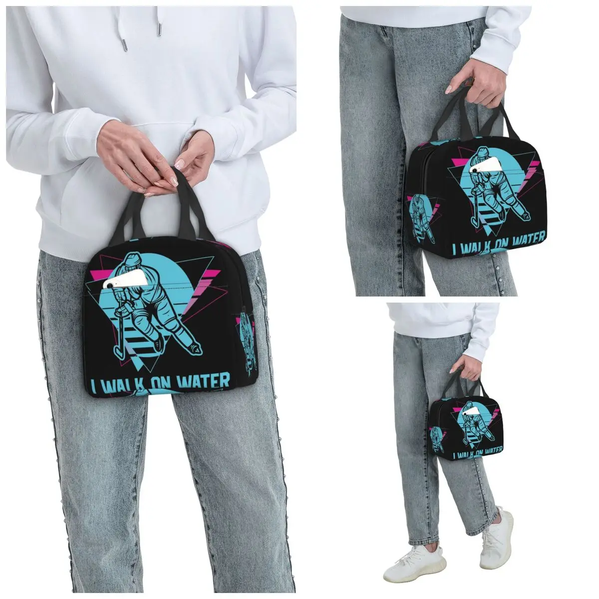 I Walk On Water Hockey Insulated Lunch Bag for Kids School Cooler Thermal Food Box Tote Leakproof Lunch Boxes Container