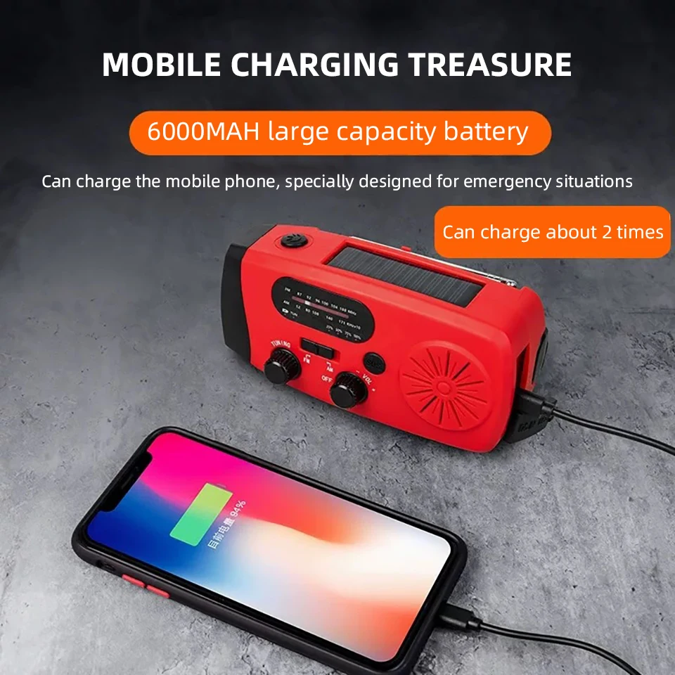 Emergency Disaster Prevention Prepare Radio Hand Cranked Generator Portable Strong Light Solar Charging Multi Survival Equipment image 4
