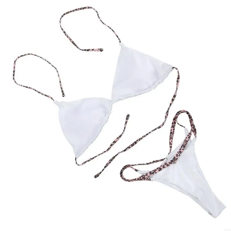 

83CA Women High Cut Swimwear Two Pcs Bathing Suit Push Up Backless Swimsuit