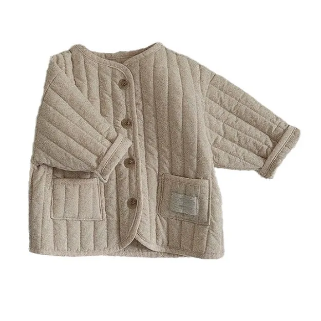 2024 شتاء جديد طفل طويل الأكمام معطف دافئ الصلبة الرضع الفتيات زائد المخملية سميكة سترة معطف طفل الفتيان القطن وسادة مبطنة