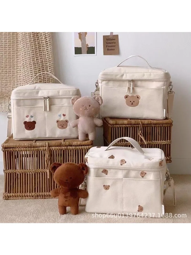 

2025 New Korean Style Children's Cute Bear Insulated Bag Baby Stroller Storage Bag Mommy Bag Portable Outer Bag