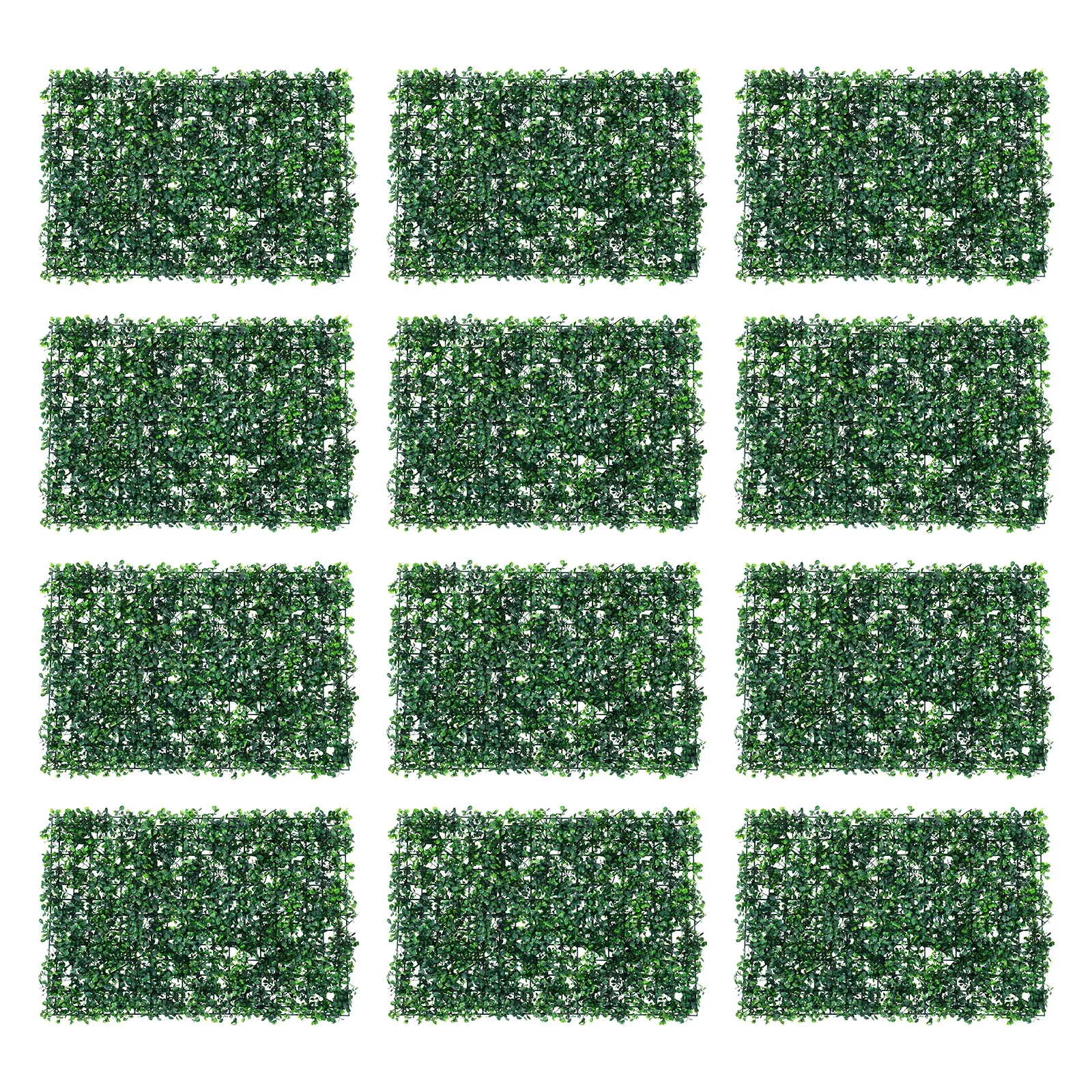 

Pack of 12 Artificial Plant Wall Privacy Screen Wall Greenery Balcony Garden Fence, Also Suitable for Indoor Walls, 60 x 40 cm