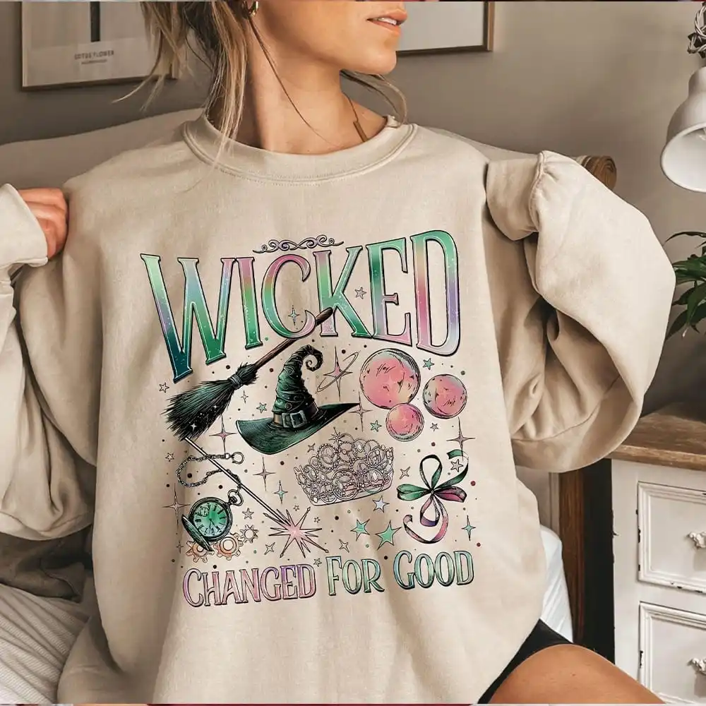 Changed For Good Sweatshirt Wicked Defy Gravity Long Sleeve Round Neck Apparel Wizard School Y2K Top Casual Daily Streetwear