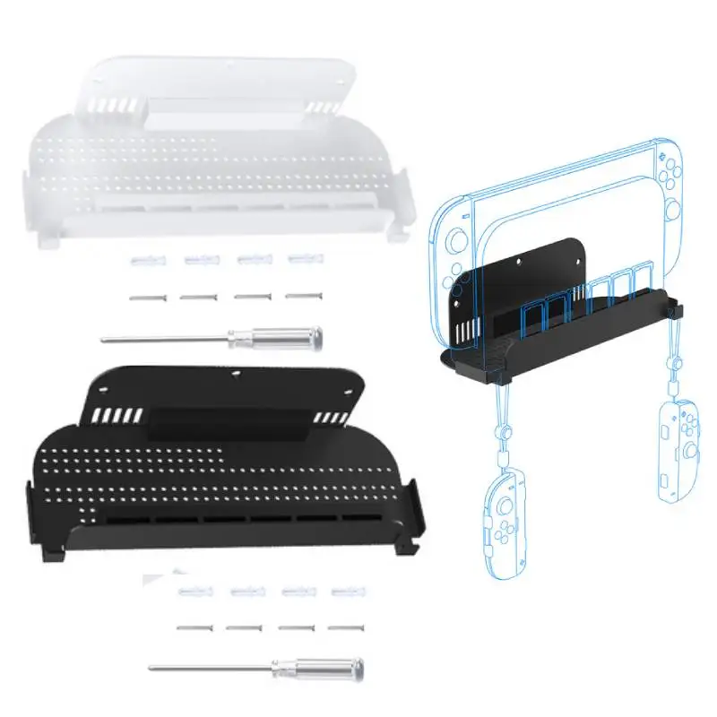 

Wall Mount Host Stand with Controller Hook Stand Holder Handle Storage Rack for Switch 2 / Switch OLED Game Console Accessories