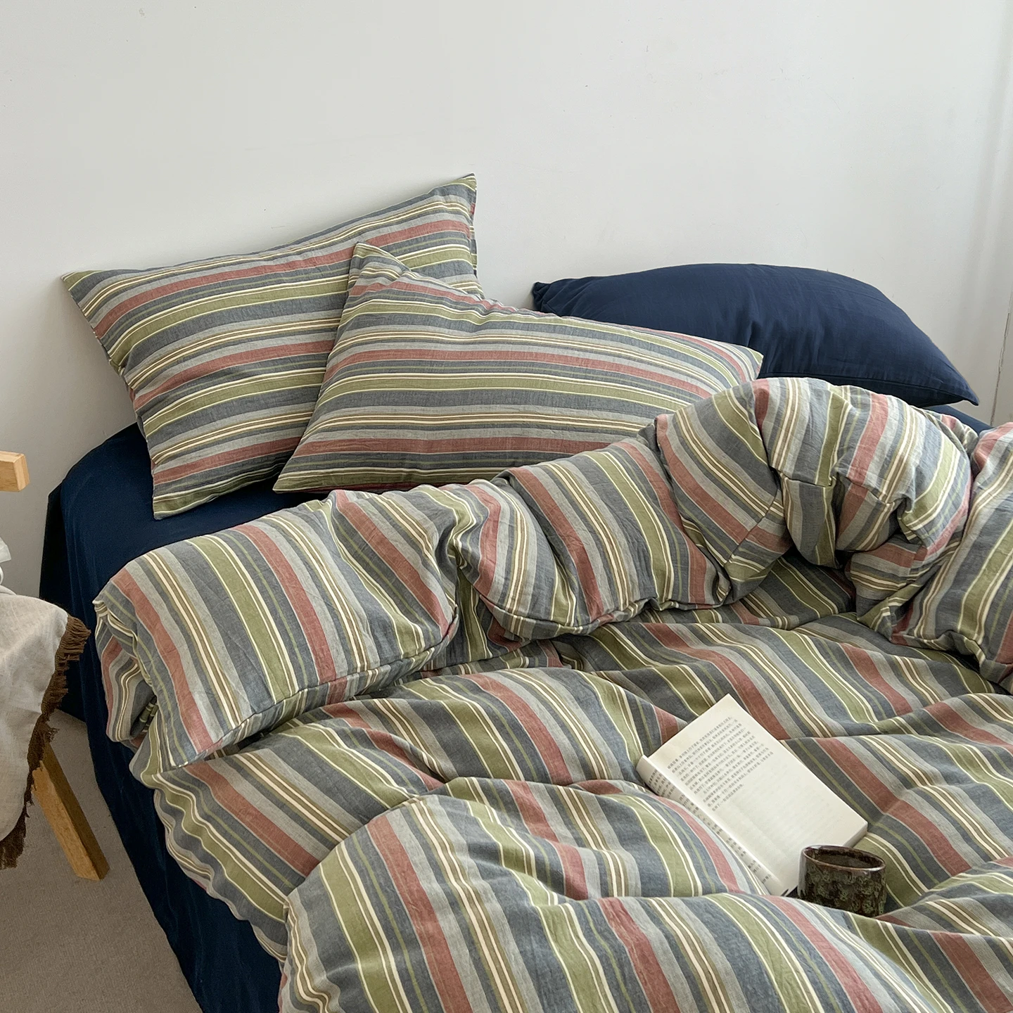 Niedliche Bettwäsche im koreanischen Stil für Mädchen Bettwäsche neue haut freundliche frische Flora gedruckt gewaschene Baumwolle Bett bezug Set – Detail 3