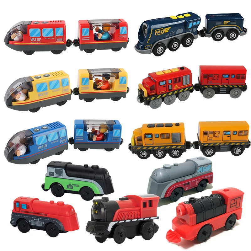 

Battery operated Kids electric train set diecast magnetic locomotive slot toy fit for wooden train rail track toys kids gifts