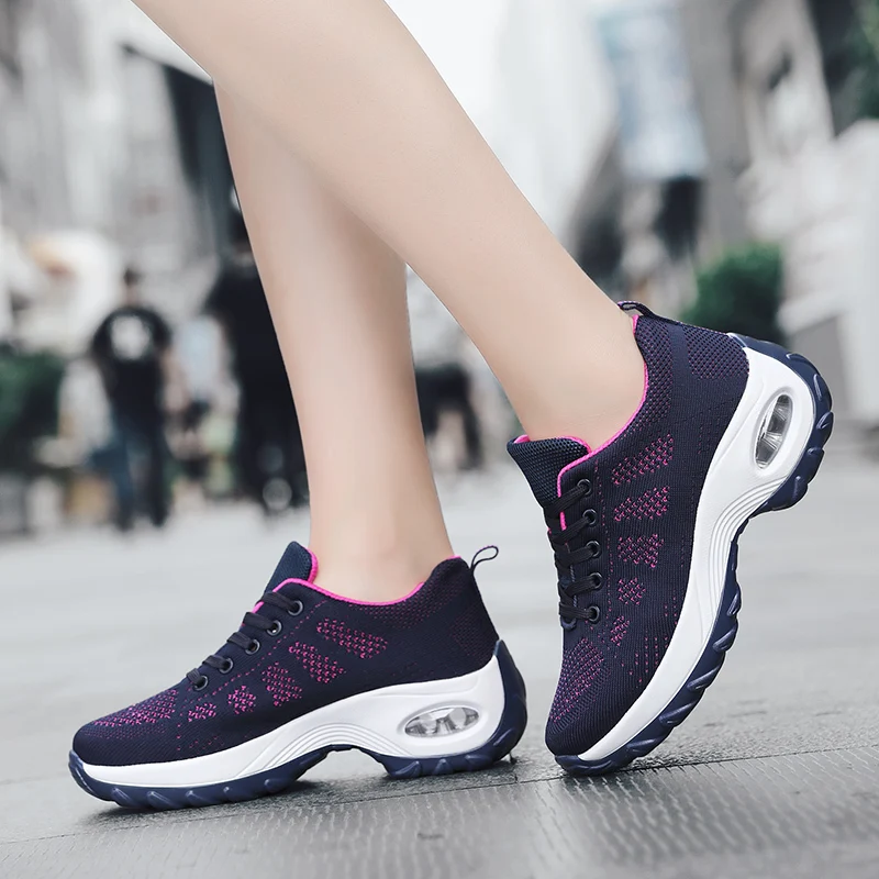 Fashion Casual Women Heighten Comfortable Mesh Breathable Walking Ladies Shoes Air Sneakers