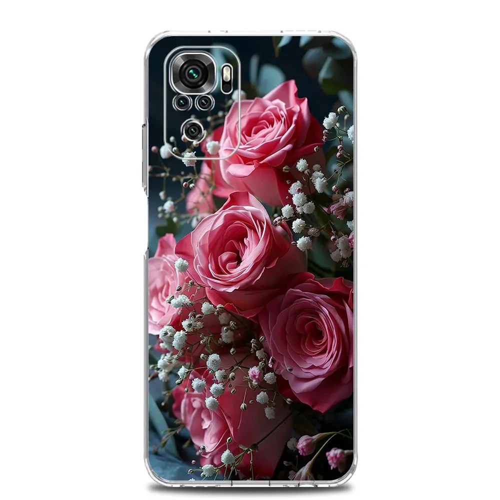 Beautiful Red Rose Flowers Phone Case For Xiaomi Redmi Note 13 12 5G 9S 9 8 10 11 Pro Plus 4G 9T 13C 12C10C 9C 9A 7 Pro Cover