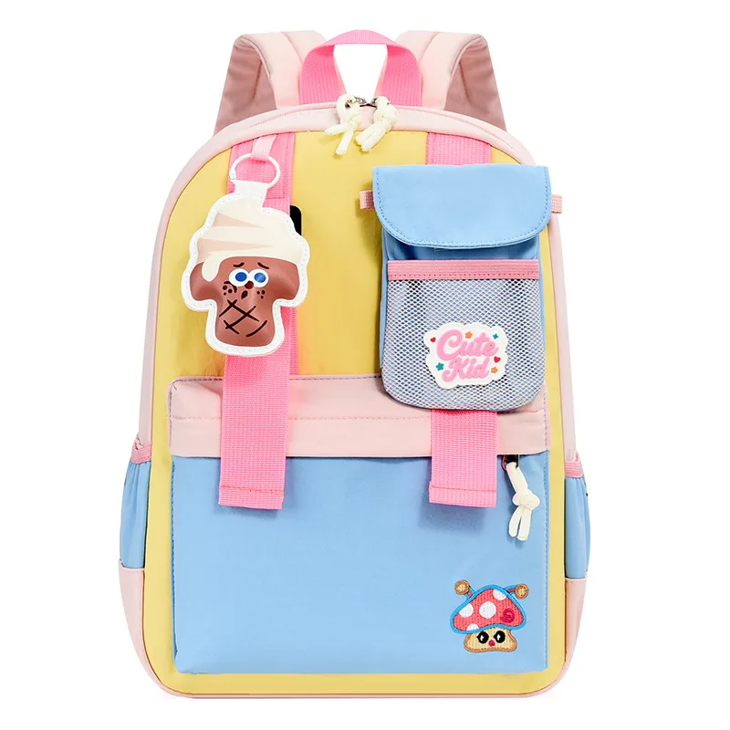 Kids Nylon Preschool Backpack Toddler Kindergarten School Bag Cute Daypack with Front Mesh Pockets Zipper Closure Travel Bookbag