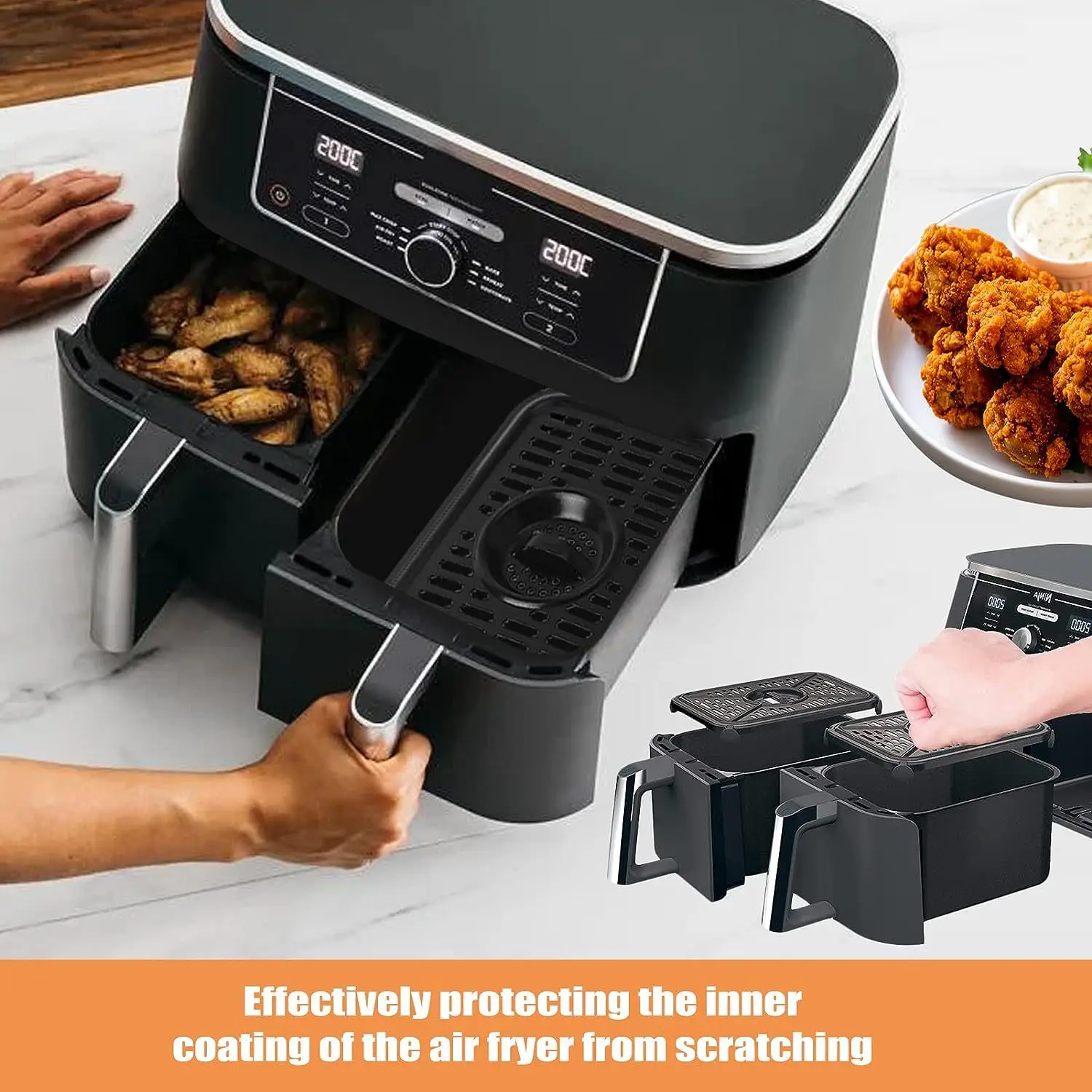 Air Fryer Accessories Air Fryer Rubber Feet Round Fryer Base Corner Guard Suitable for Ninja Foodi Airy Air Fryer DZ201 8 PCS