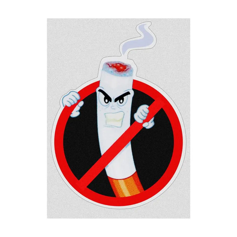 1pc PET Warning Sign No Smoking Car  Stickers Decor Motorcycle Car Interior Decals Laptop Trunk Wall Vinyl Decal A302