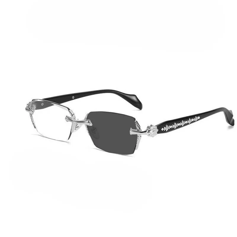 Rahmenlose Brille für Damen und Herren, Anti-Strahlung, photochrome Mode-Legierung, Übergangsbrille – Detail 5