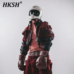 HKSH 2024 Spring Autumn Winter New Men Tide Punk Techwear Short Overcoat Jacket Fashion Chic Patchwork Coats Niche Design HK2916