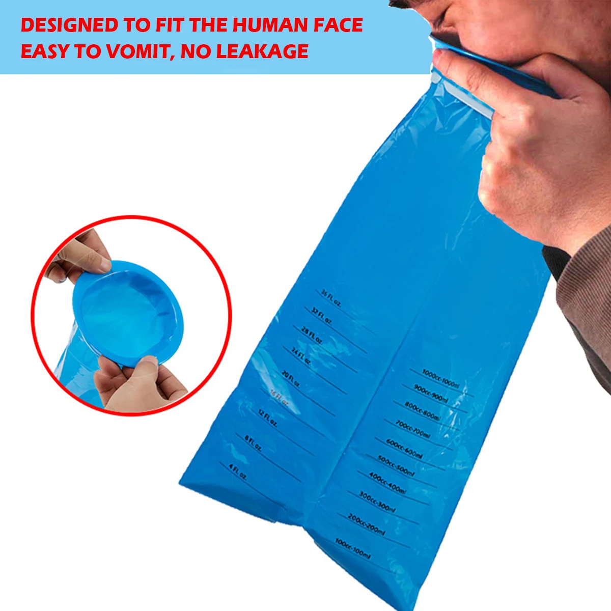 10/20/50Pcs Sick Bags 1000ML Portable Disposable Travel Car Airplane Motion Sickness Nausea Vomit Cleaning Bag Secure Leak-proof