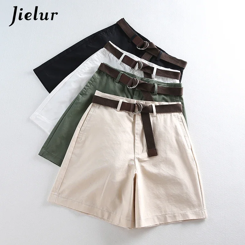 

Летние тонкие шорты Jielur для женщин, свободные шорты S-Xxl с широкими штанинами и высокой талией, женские короткие шорты А-силуэта, 4 цвета