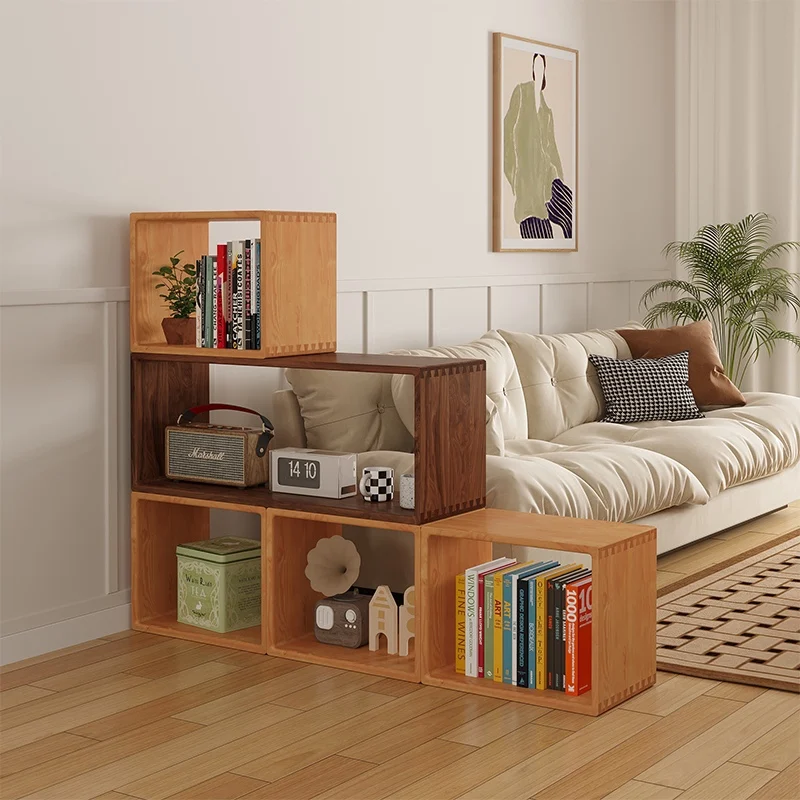 

Nordic solid wood bookcase Floor-to-ceiling bookshelf Shelf Free combination lattice High Quality