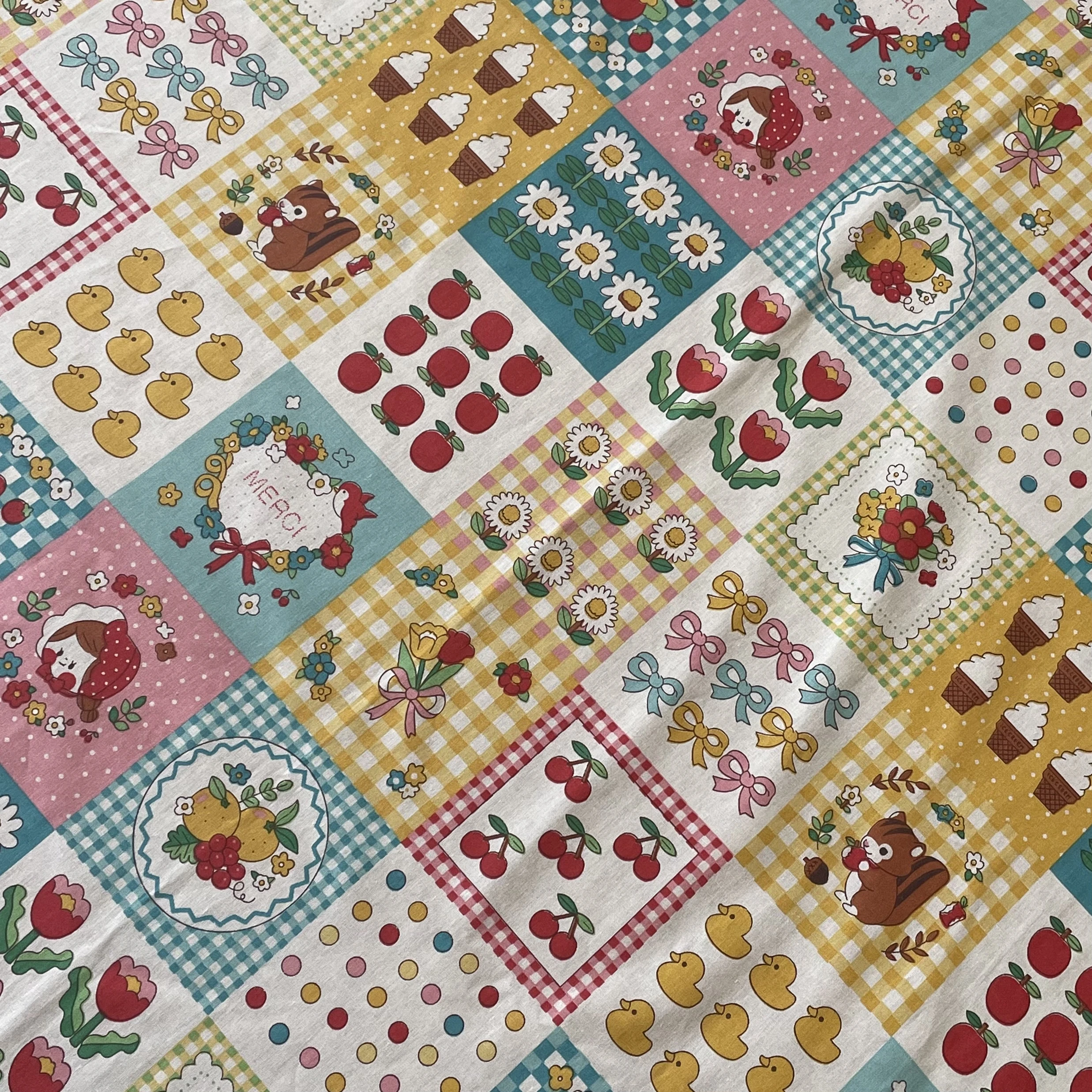 

145×50Mini Childlike Flowers 100% Cotton Poplin Digital Printed Fabric For Sewing Cloth Dresses Children Designer DlY Tablecloth