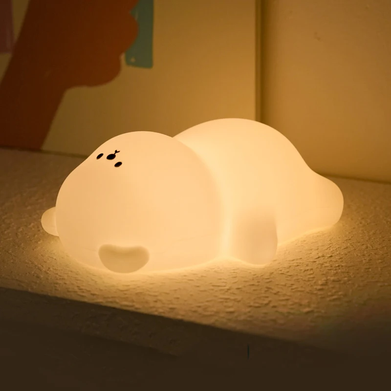 LED Night Lights Cute Bear Silicone Color Light Timing USB Desktop Lamps Indoor Lighting Decoration Atmosphere Lights Kids Gifts