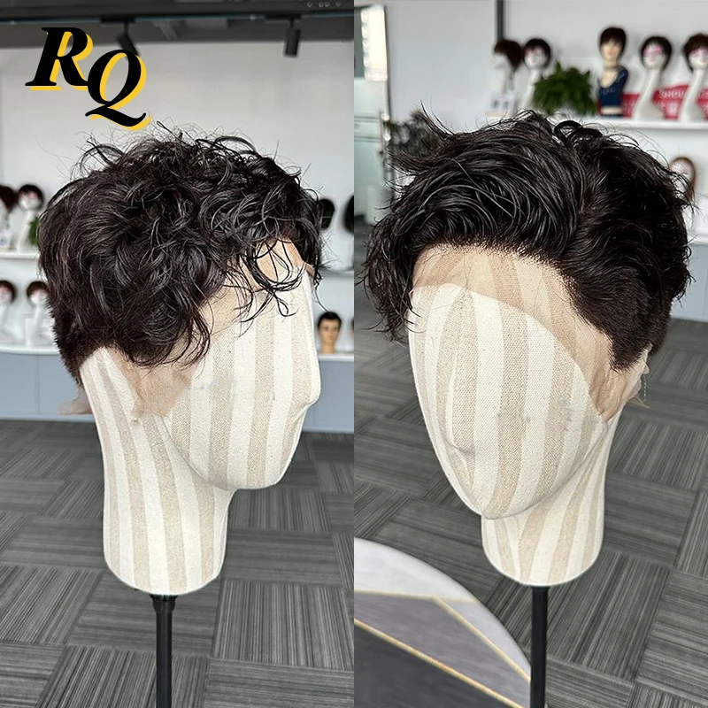 Hair Cut Male Wig Pre Styled Full Lace Wig For Men Easy To Wear Go Toupee Hairpiece Virgin Human Hair Replacement System