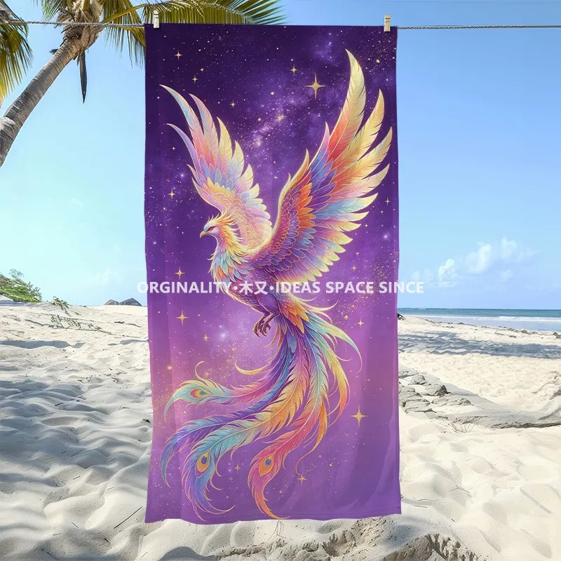 Starry Sky Phoenix Beach Towel Patterned Sunscreen And Windproof Suitable For Swimming Pool Camping Travel