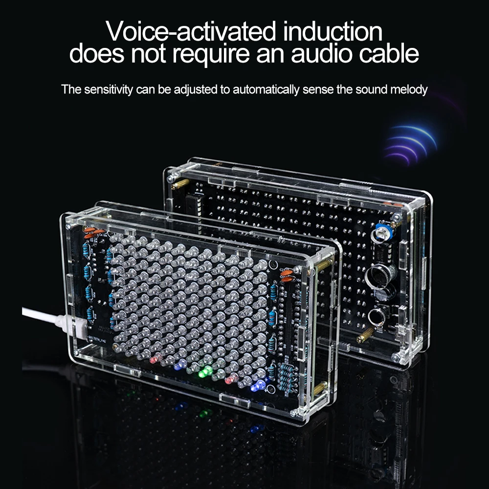 DIY Soldering Project LED Music spectrum light spectrum display voice control dynamic dot matrix screen spectrum display light