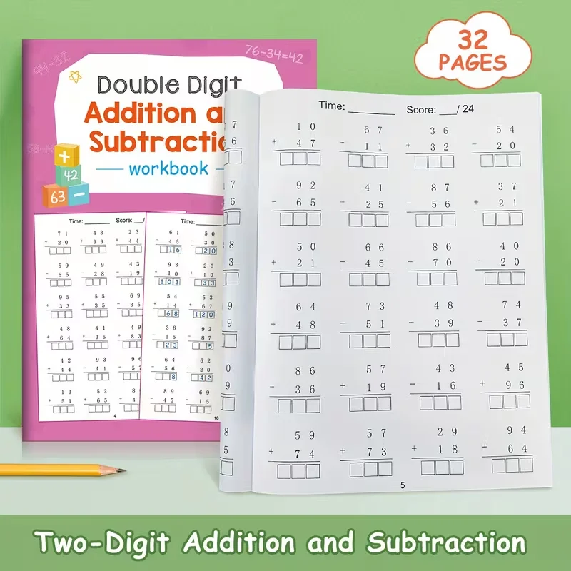Mathe-Übungs-Arbeitsbuch-Set, einstelliges und zweistelliges Additions- und Subtraktionsberechnungstraining, Klasse 1–3, Lernaktivitäten – Detail 6