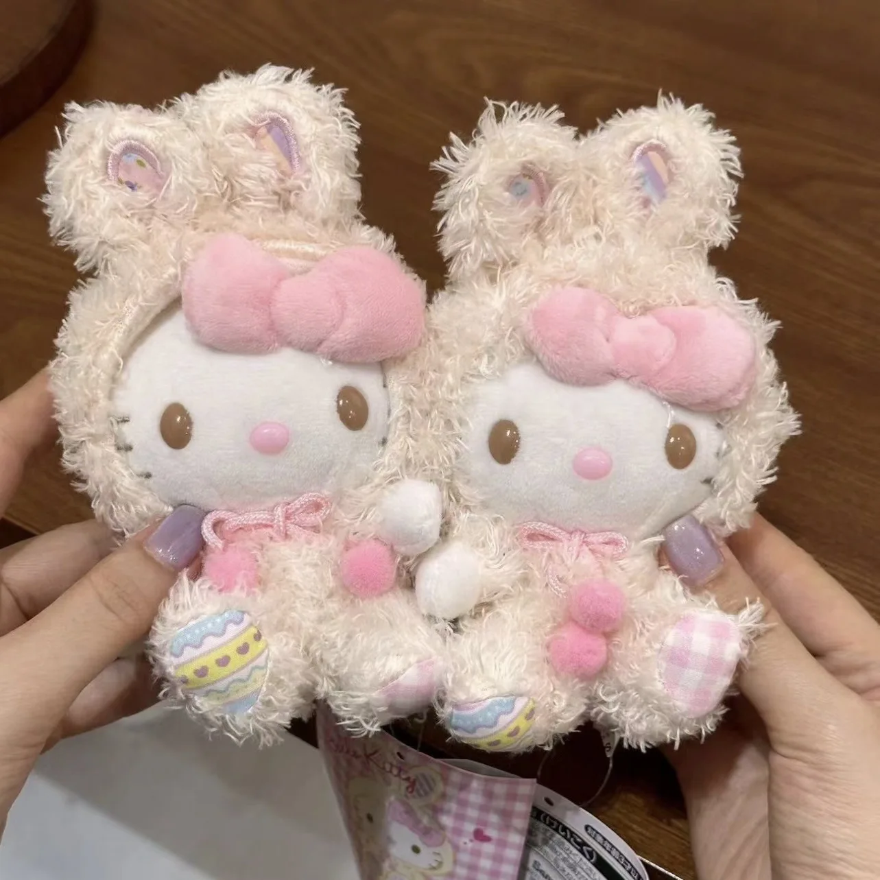 

Милый длинношерстный кролик Hello Kitty, детская серия, брелок Kt, плюшевая кукла, кулон, японская кукла, подвесное украшение, праздничный подарок