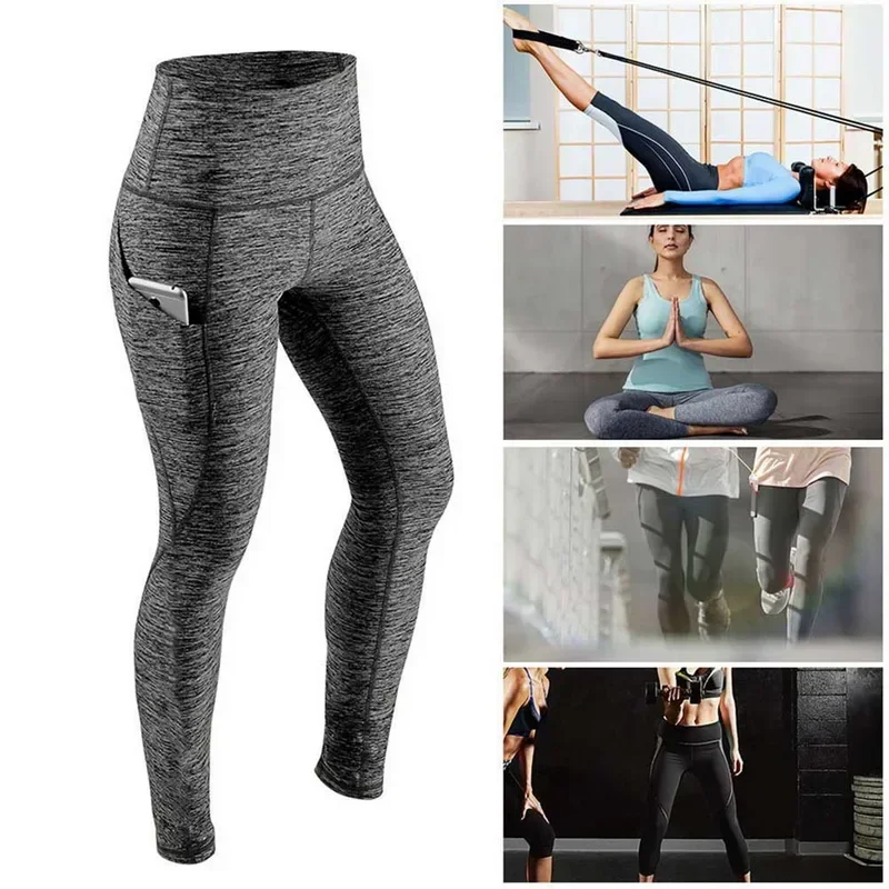 Spring Solid Color High Waist Women Fitness Leggings Push Up Pockets Butt Lift Yoga Pant Fashion Comfort Workout Running Trouser