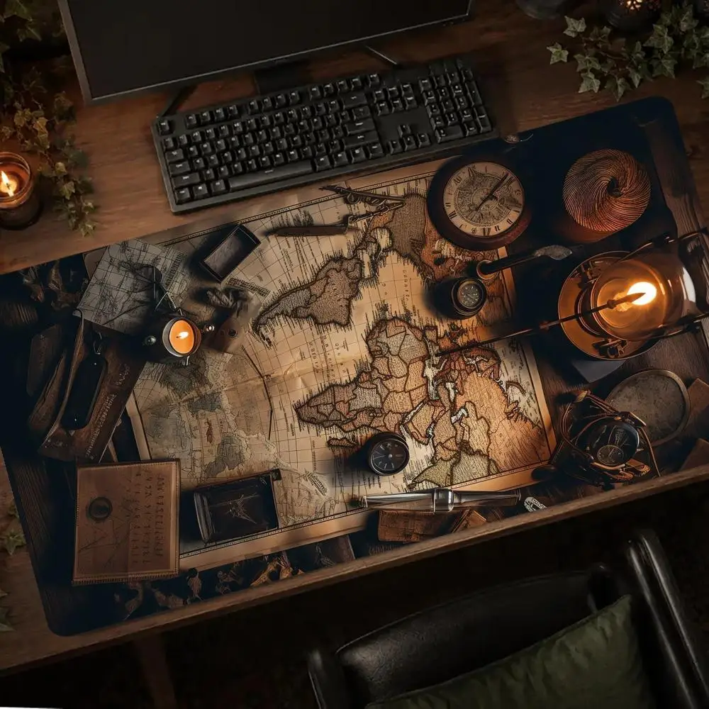Vintage Compass Mouse Pads Gaming Mats Setup Carpet Desk Gadgets Playmat Rug Room Decor Pc Accessories Gamer Setup Decoration