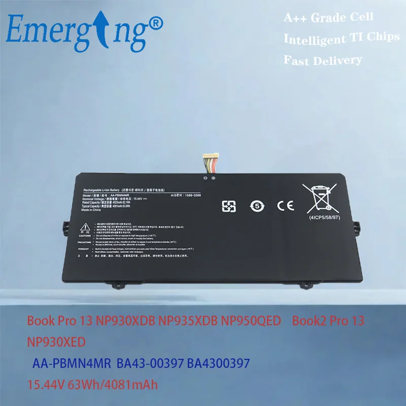 AA-PBMN4MR PBMN4MR Battery For SAMSUNG  Galaxy Book Pro 13 NP930XDB NP950QED Book2 Pro 360 15.44V 63Wh  4081mAh