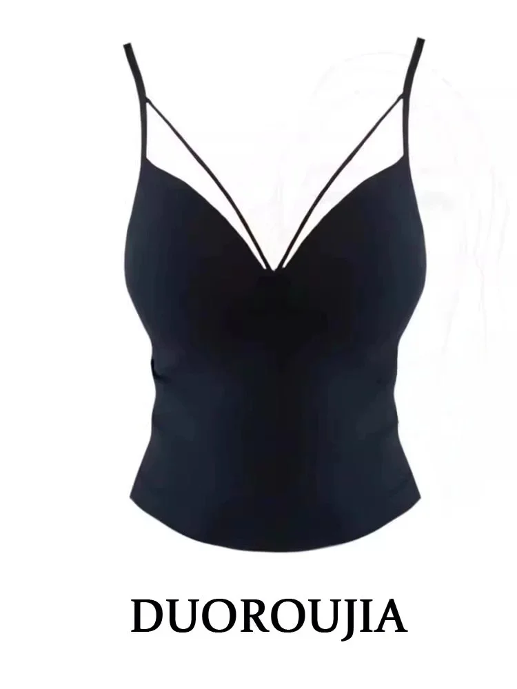 

Sexy Slimming Short Sleeve Vest Women's Summer Top with Built-in Bra Pad DUOR Large Size Inner Wear Camisole for plus Size Girls