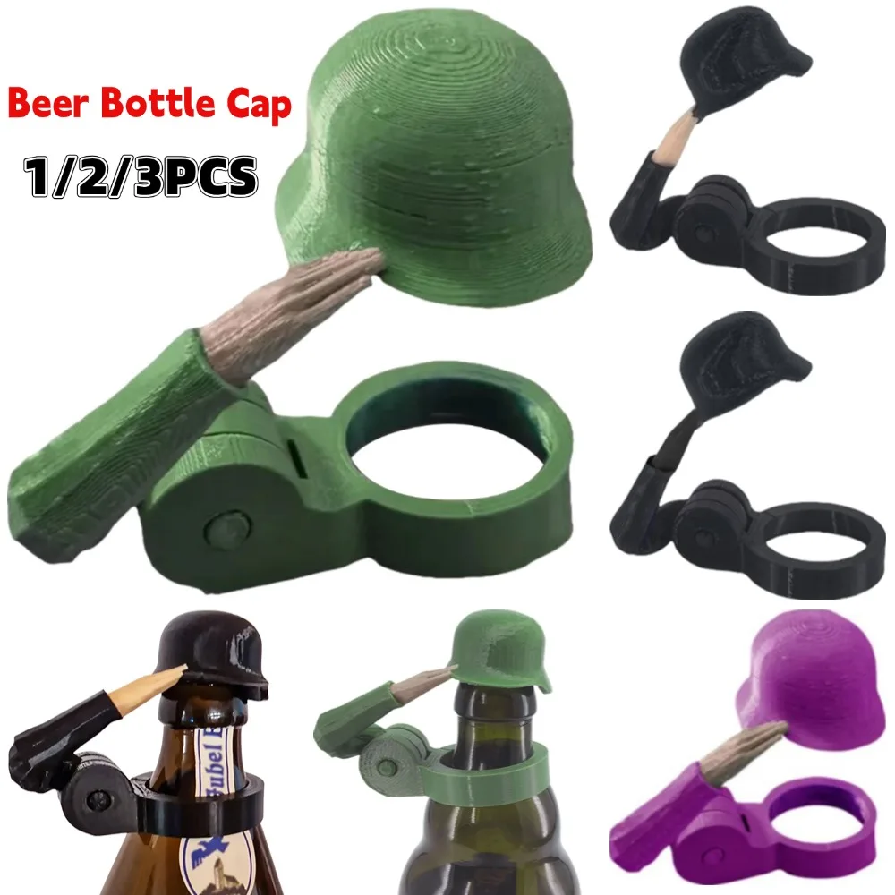 

Creative Helmet Shaped Beer Bottle Caps Plastic Soldier Salute Beer Bottle Dustproof Funny Beer Bottle Stopper for Party Bar