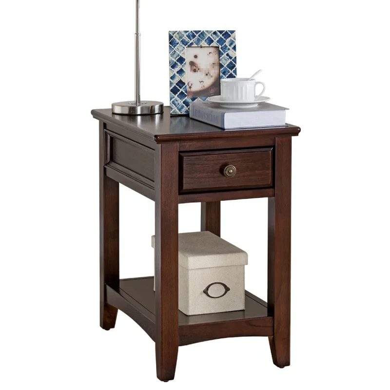 American solid wood edge, few corners, sofa gap, side cabinet with drawers, narrow and long side cabinet