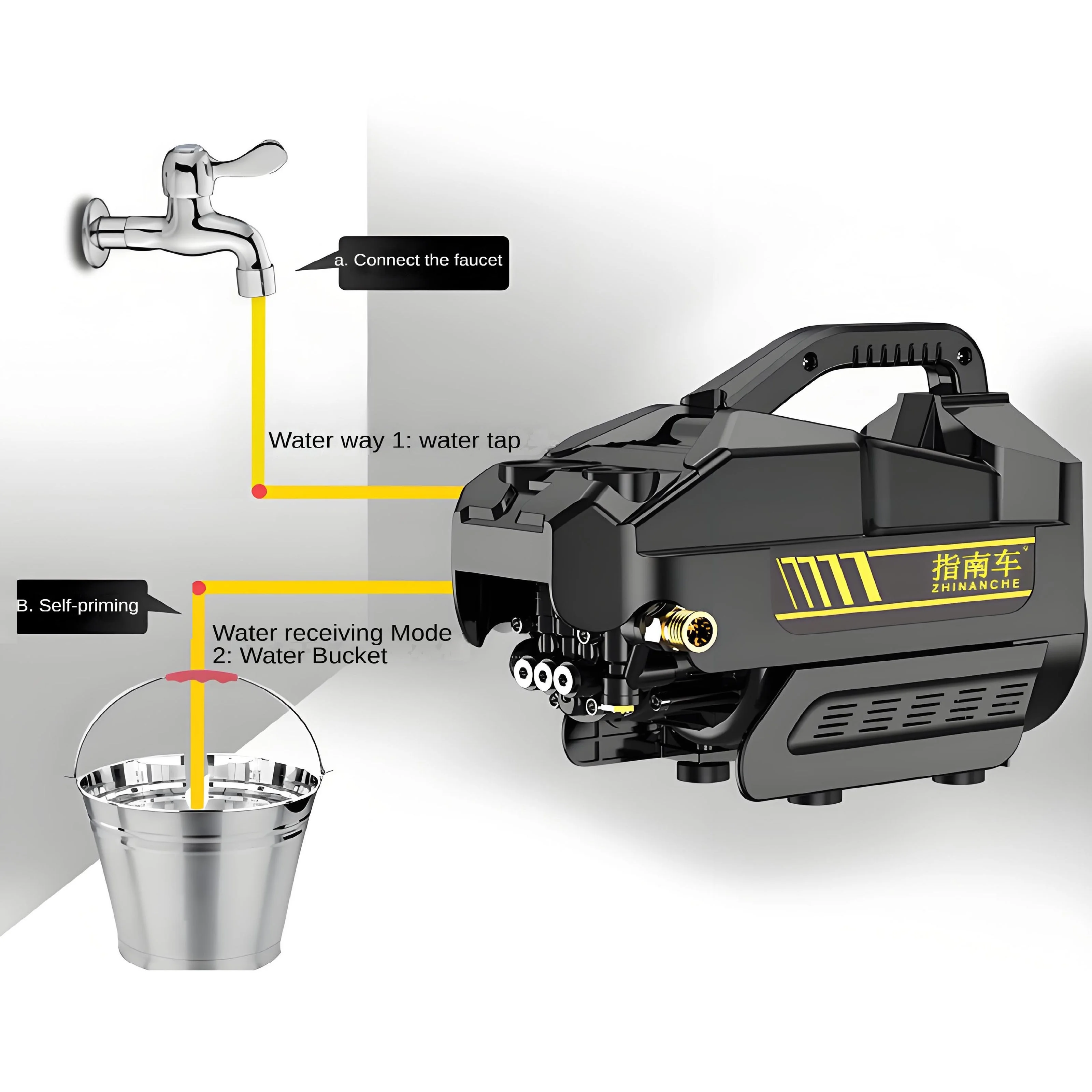 Portable 180bar High Pressure Washer Car Cleaning Machine - Household Water Gun Snow Foam Generator with Powerful Water Pump