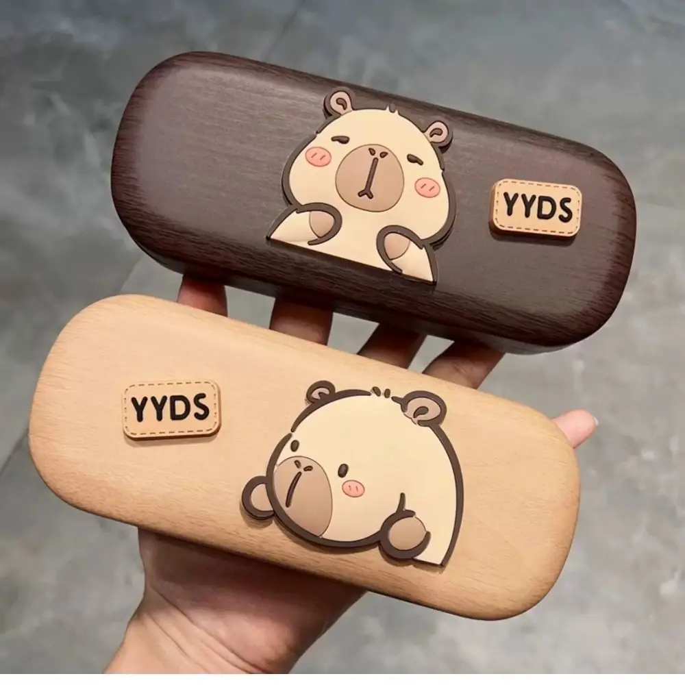 

New Anti-Pressure Capybara Print Eyeglass Case Creative Portable Glasses Case Faux Leather Hard Shell Eyewear Protector