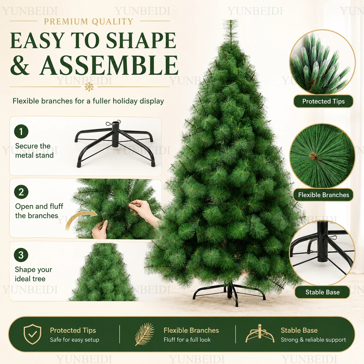 Artificial Christmas Tree PET Pine Needles Encryption with LED Lights Christmas Tree 90cm to 240cm Christmas Family Decorations