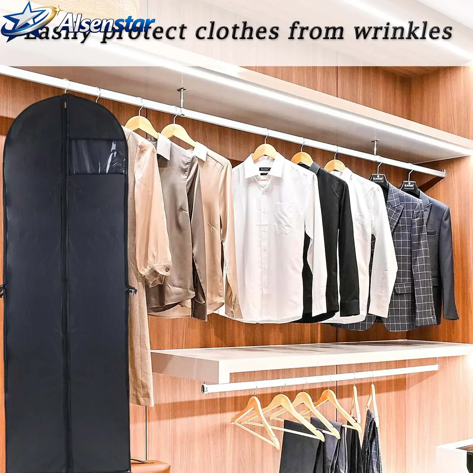 

2pcs Wedding Dress Garment Bag Dust-proof Clothes Dust Cover Long Dress Suit Bags with Pocket Handle Clothes Storage Bags