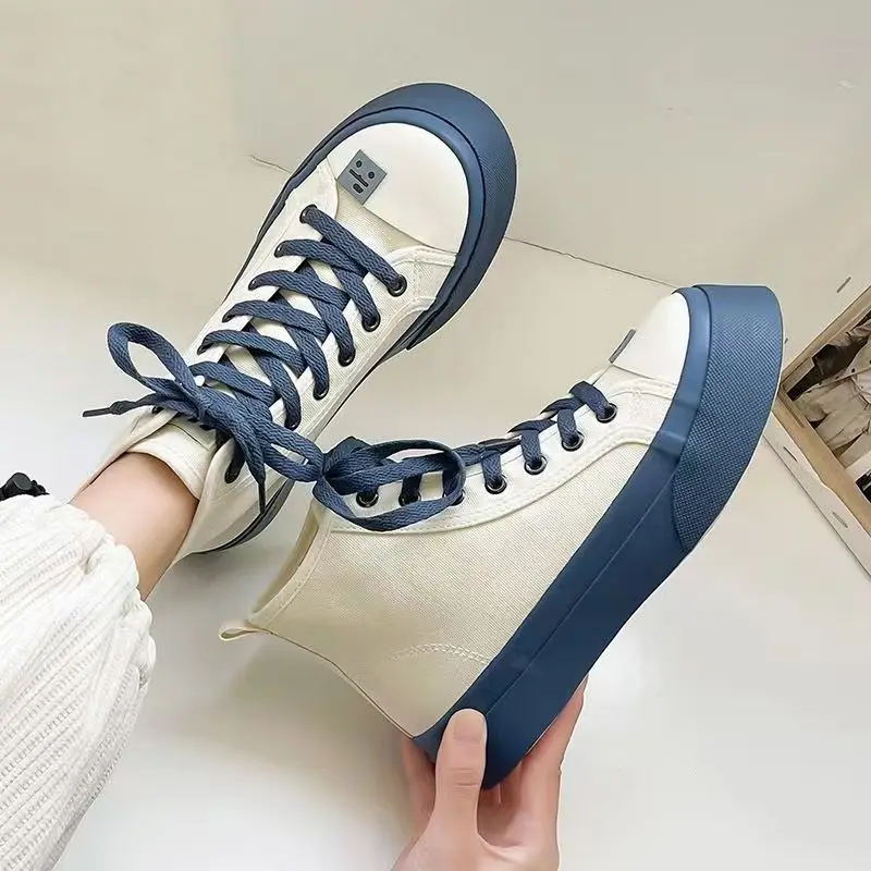 

Women Canvas Shoes Platform Sneakers Classic Solid Lace-up Sneakers Outdoor Walking Shoe Vulcanized Shoes Tenis Zapatos De Mujer