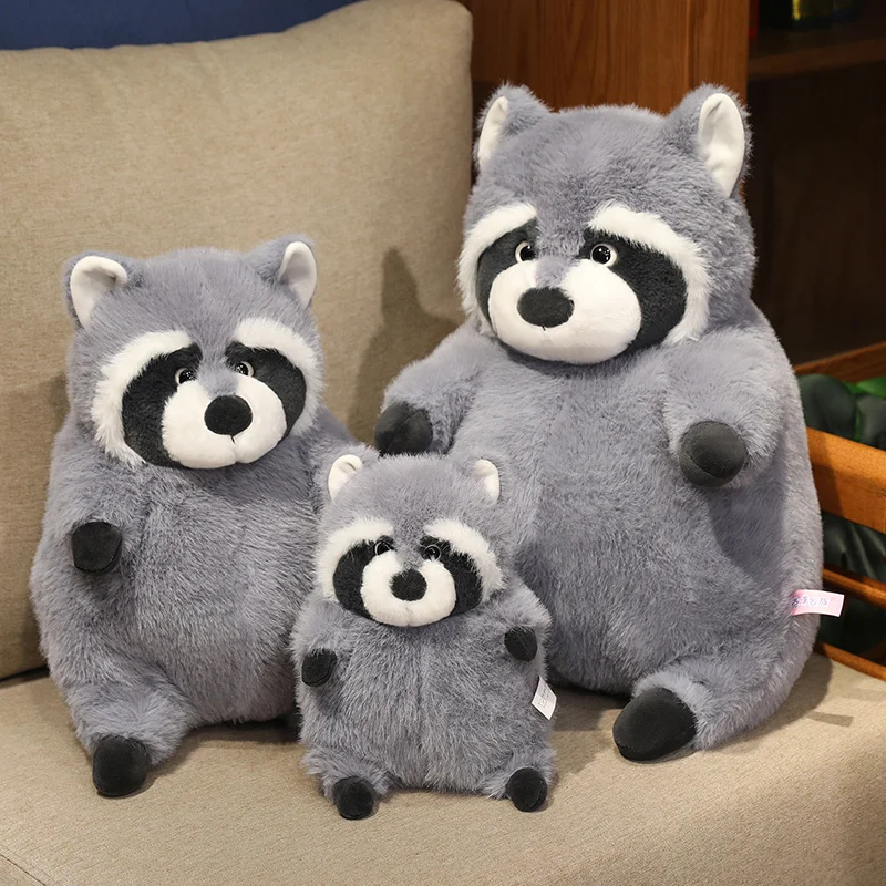 Cartoon 22-45cm Gray Fat Raccoon Plush Toy Pillow Birthday Gift Cute Soft Stuffed Animals Doll