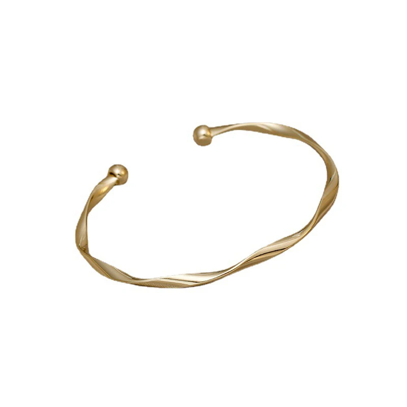 Foxanry Gold Color Minimalist Twist Cuff Bracelet For Women Couples Fashion Creative Elegant Classic Wedding Bride Jewelry Gifts image 2