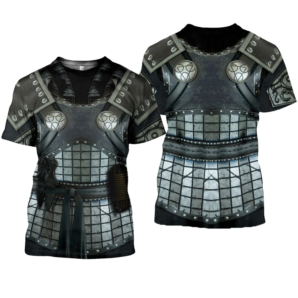 New Summer Knights Templar 3D Print T-Shirt Men Women Knight Medieval Armor Short Sleeve Oversized Harajuku Tee Top Kid Clothing