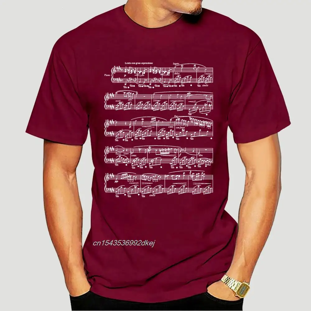 Printed T-shirt Crew Neck Short Sleeve Casual Nocturne Music Chopin Piano Notes Nocturne Men's Cartoon Fun T-shirt 2788D