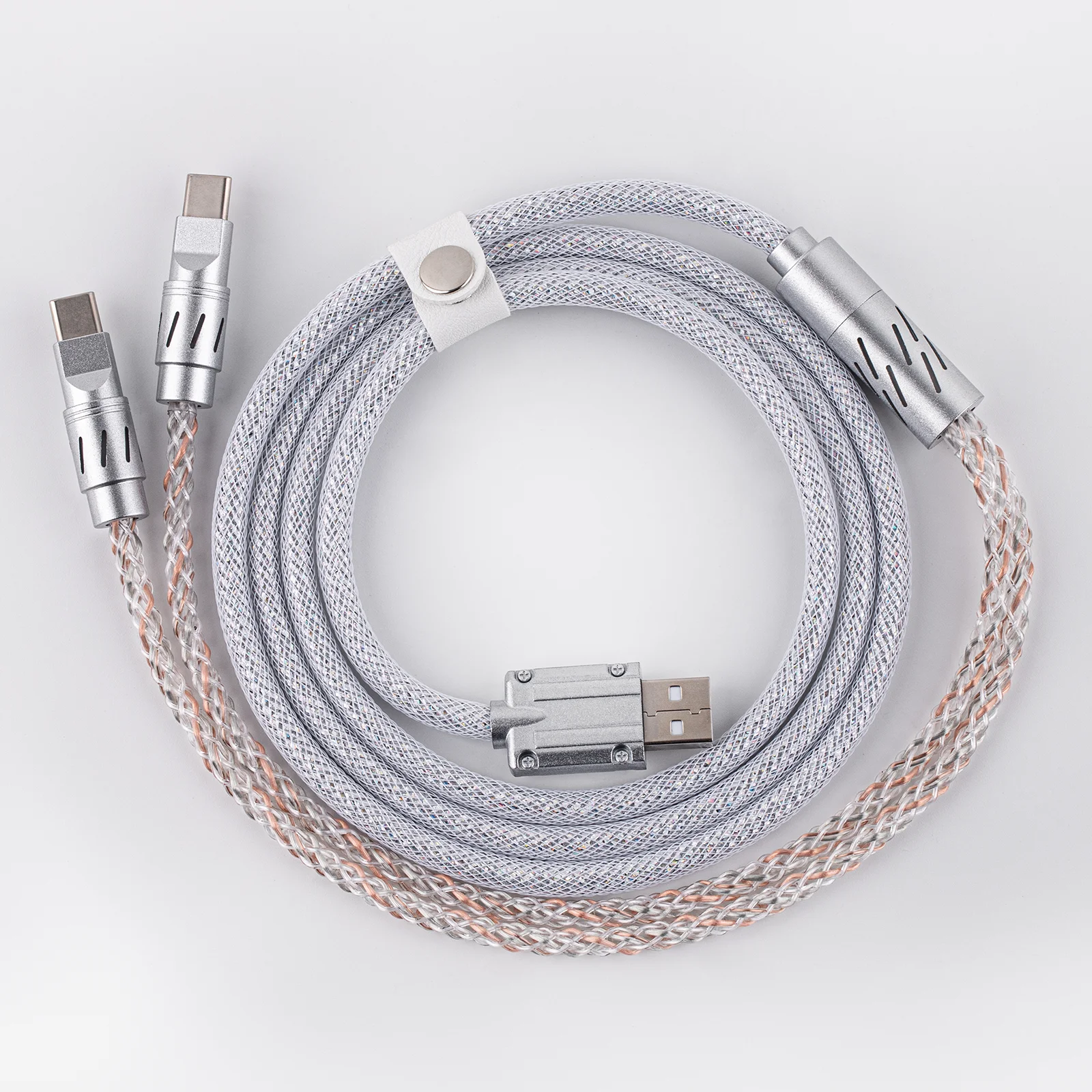 EPOMAKER Gloss Dual-Device 2-in-1 Cable 1.5m Braided Cable with RGB Gradient Light for Gaming Keyboard & Mouse
