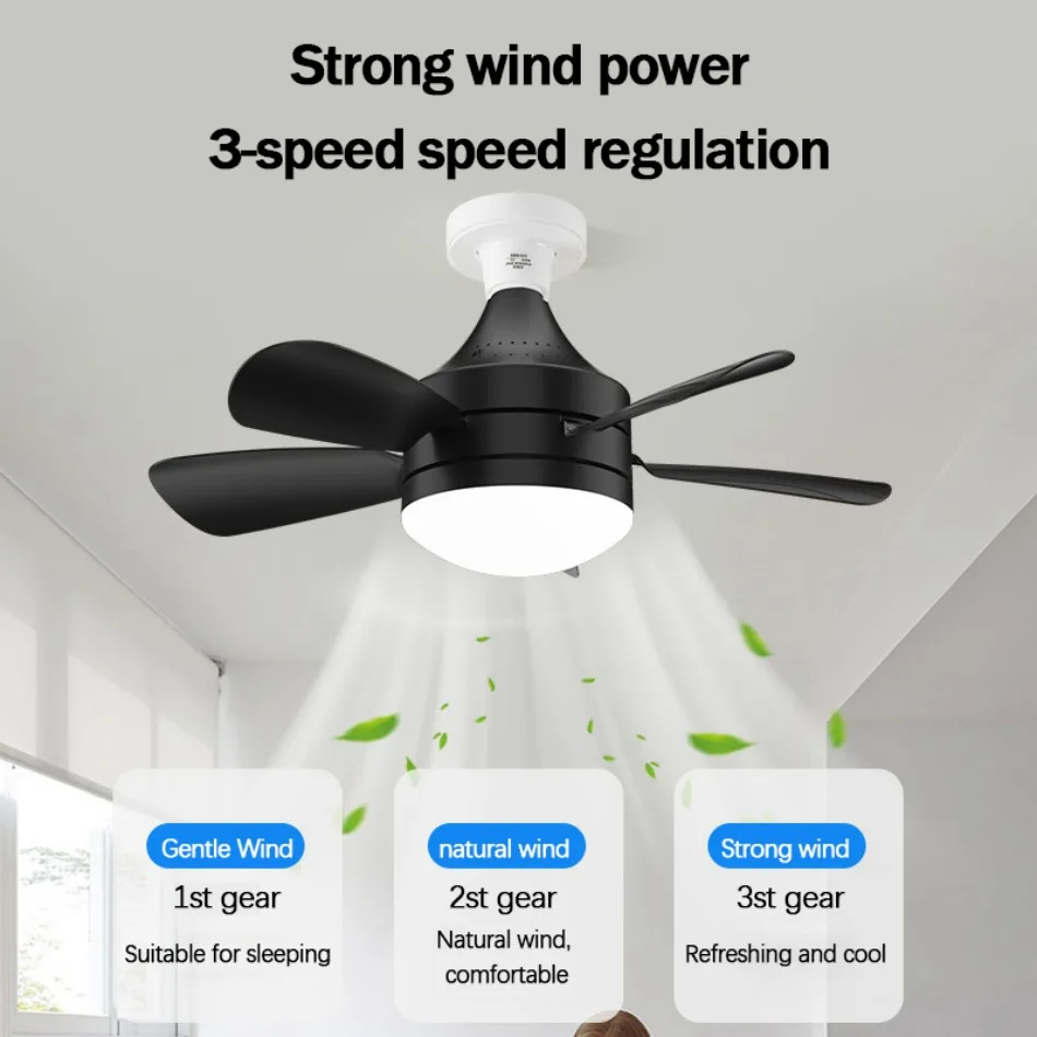 

Socket Fan Light with Remote APP Control 3 Color LED Bulb Ceiling Fan Dimming Silent for Bedroom Living Room Indoor Outdoor