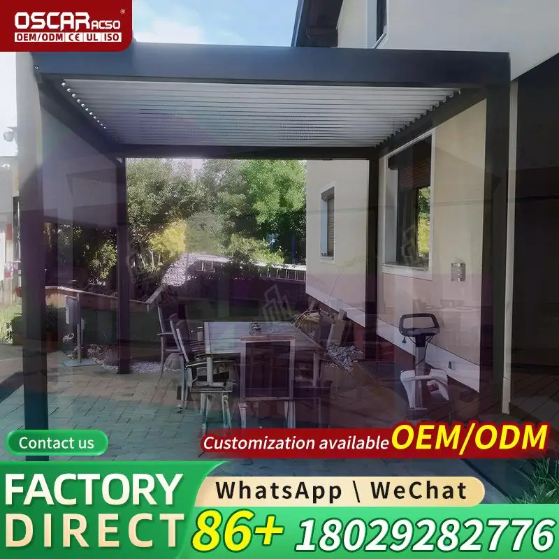 Modern Luxury Pergola Solar Panel Roof System Carport Canopies for Backyards Gardens and Driveways with EcoFriendly Design pergo