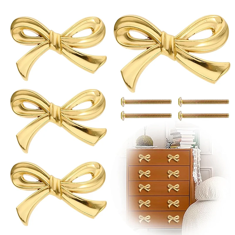 2/4/8Pcs Bow Shape Drawer Knob Gold Cabinet Handles Kitchen Cupboard Pulls Wardrobe Drawer Knobs Furniture Handle Hardware
