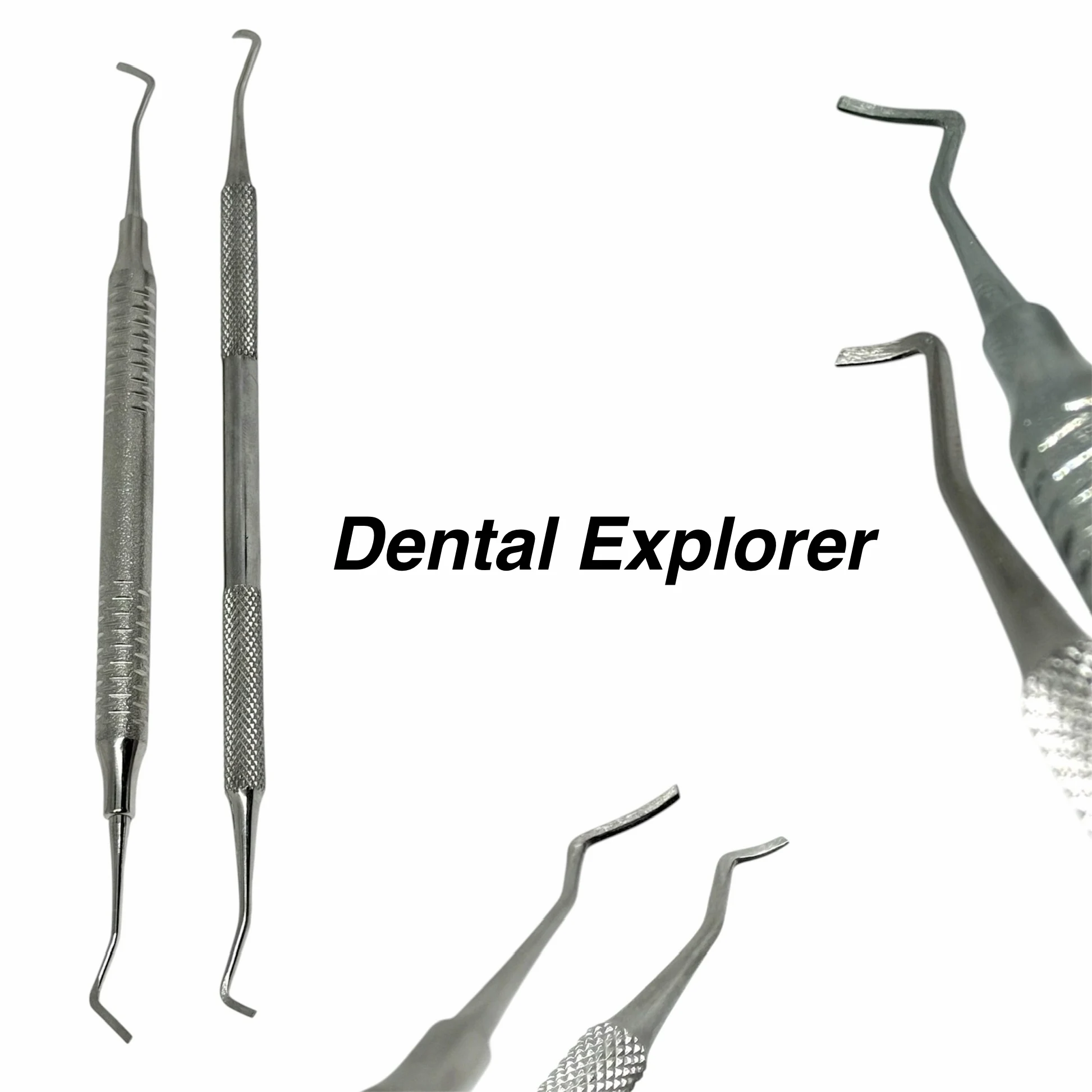 1pc Dental Double Ended Excavator Dental Restorative Explorer Curved End Explorer Cleaning Explorer Tool