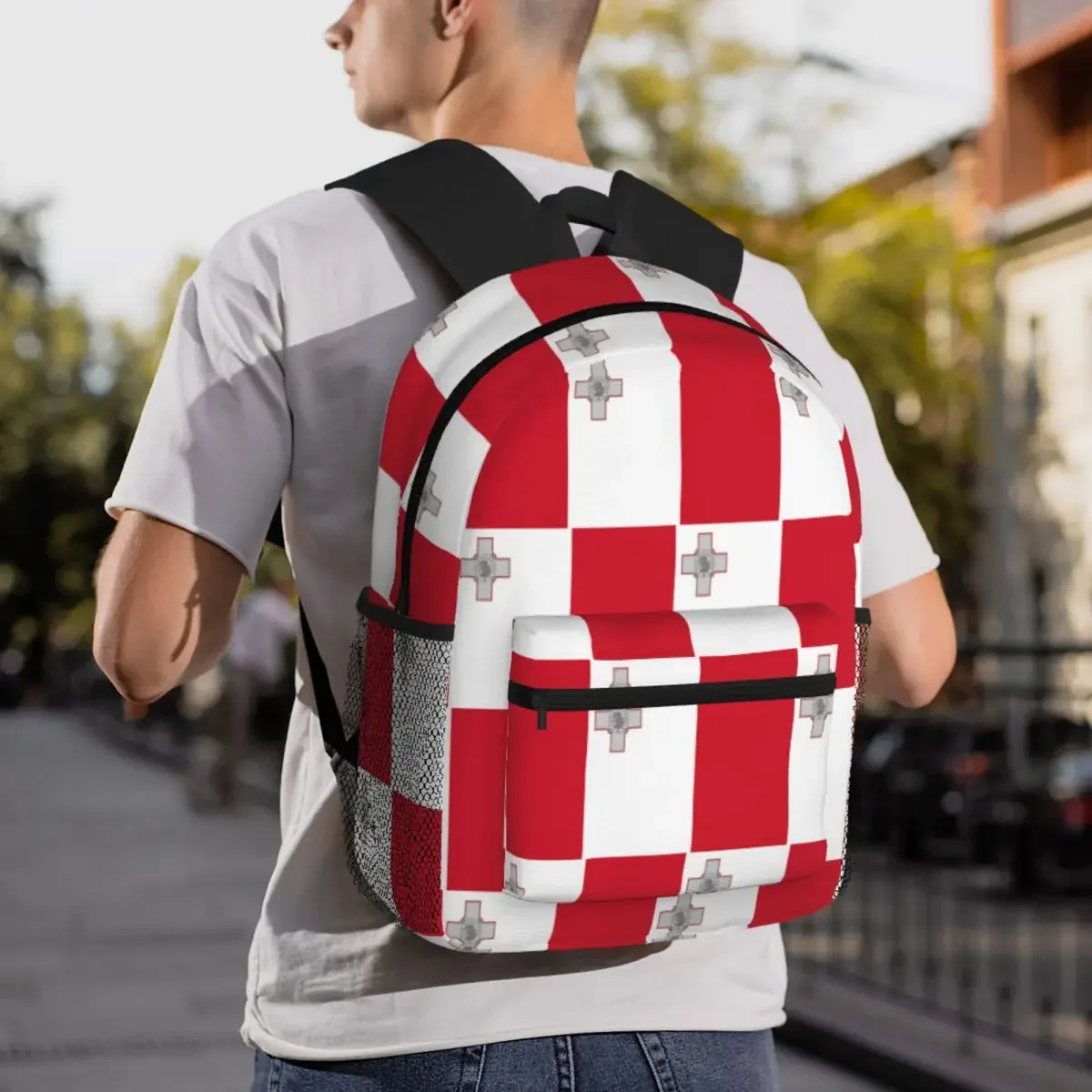 حقيبة ظهر بتصميم علم مالطا حقيبة ظهر ذات سعة كبيرة للأولاد والبنات حقيبة كتب مدرسية حقائب كتف للرجال والنساء #6